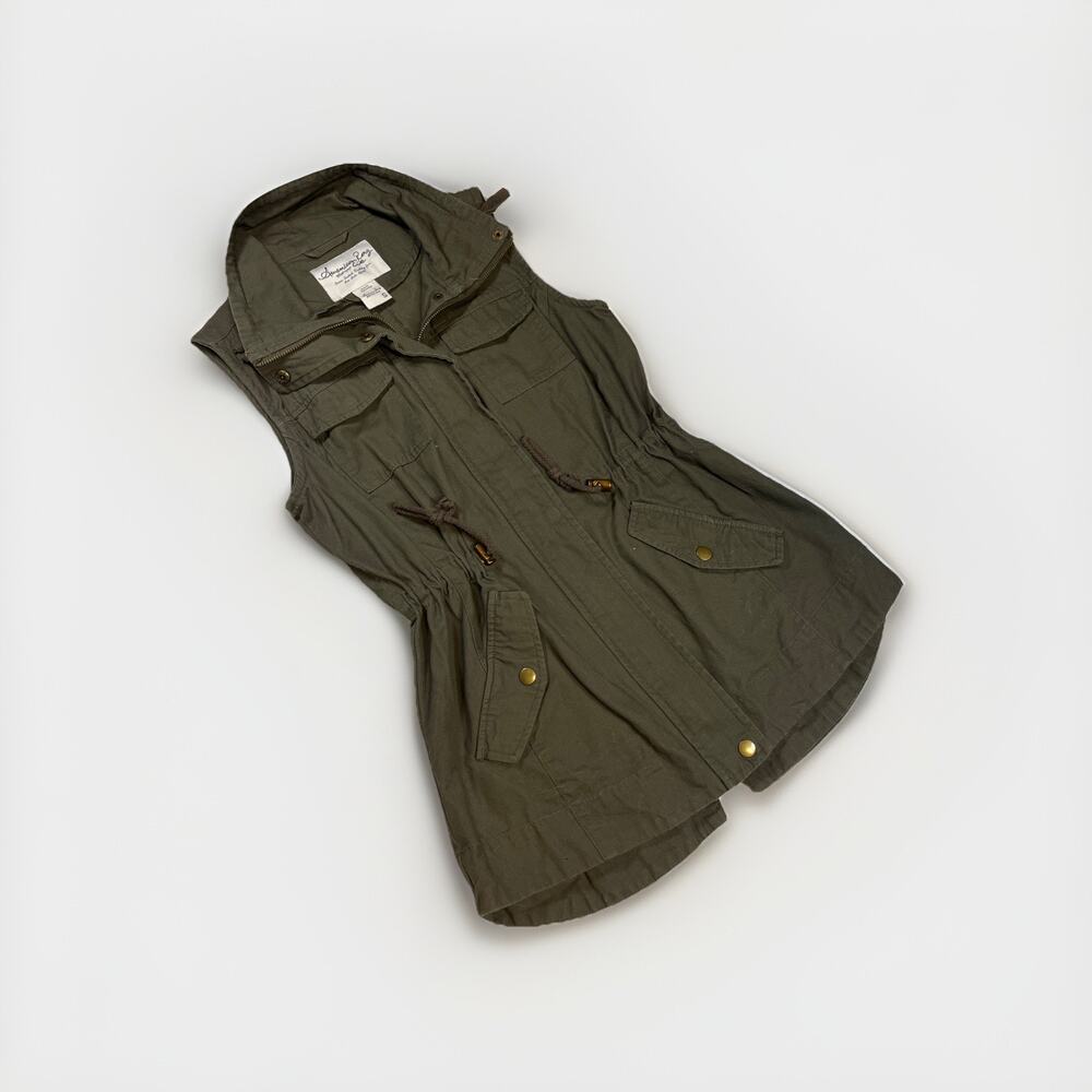 American Rag Cie Women’s Small ~ Green Cargo Military Vest Button Pockets